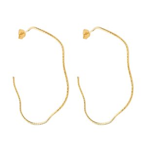 Argola Dourada Ondulada Assimétrica